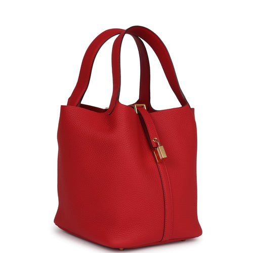 Hermes Picotin Lock 22 Vermillion Clemence Gold Hardware