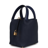 Hermes Picotin 18 Touch Bleu Nuit Clemence and Bleu Marine Matte Alligator Gold Hardware