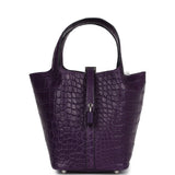 Hermes Picotin Lock 18 Amethyste Matte Alligator Palladium Hardware