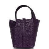 Hermes Picotin Lock 18 Amethyste Matte Alligator Palladium Hardware