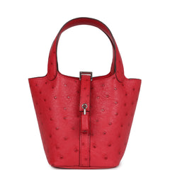 Hermes Micro Picotin Lock 14 Bougainvillea Ostrich Palladium Hardware
