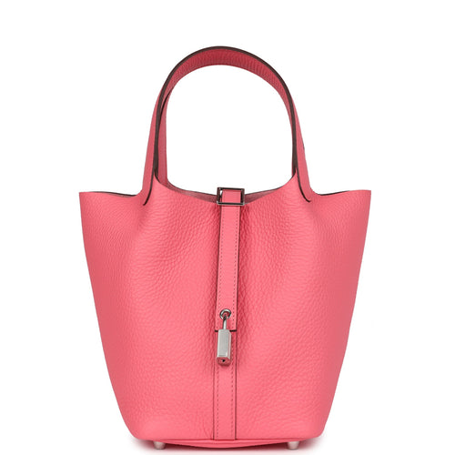 Hermes Picotin Lock 18 Rose Azalee Clemence Palladium Hardware