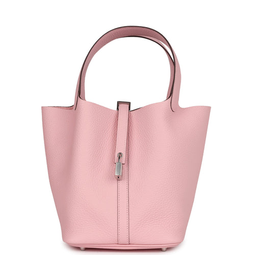 Hermes Picotin 22 Rose Sakura Clemence Palladium Hardware
