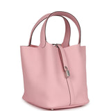 Hermes Picotin 22 Rose Sakura Clemence Palladium Hardware