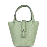 Hermes Micro Picotin Lock 14 Vert Criquet Ostrich Palladium Hardware