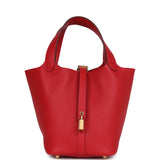 Hermes Picotin Lock 18 Rouge Casaque Clemence Gold Hardware