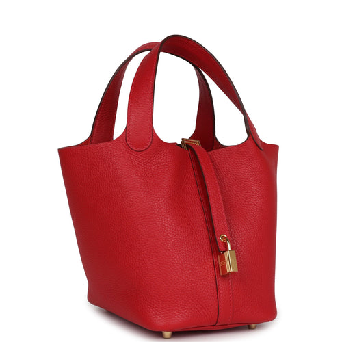 Hermes Picotin Lock 18 Rouge Casaque Clemence Gold Hardware