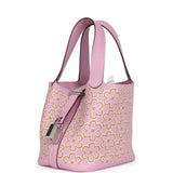 Hermes Micro Picotin Lock 14 "Lucky Daisy" Mauve Sylvestre Swift Palladium Hardware