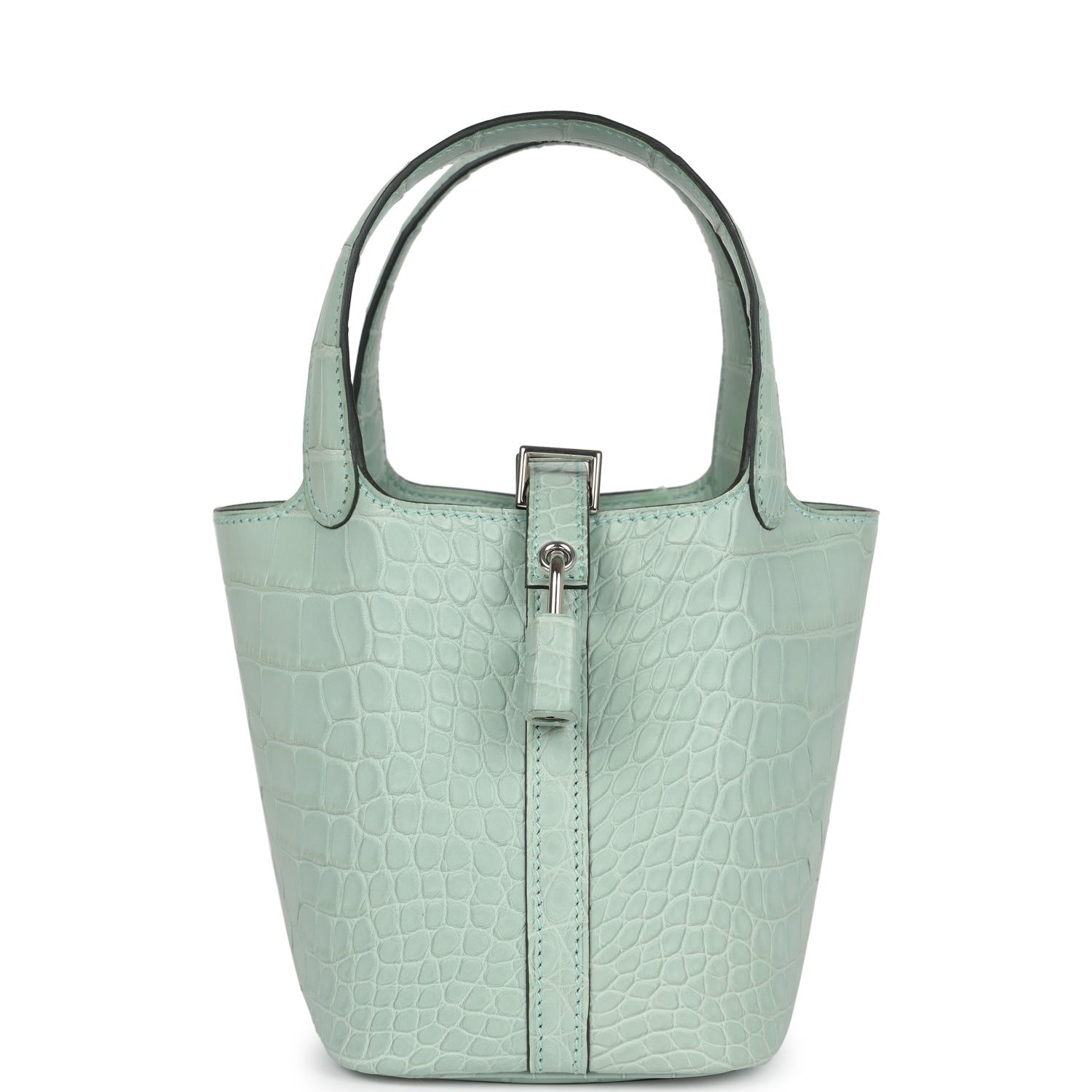 Picotin Micro Hermes Micro Picotin Lock 14 Vert D'Eau Matte Alligator Palladium Hard