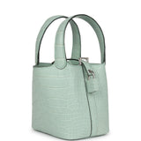 Hermes Micro Picotin Lock 14 Vert D'Eau Matte Alligator Palladium Hardware