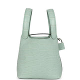 Hermes Micro Picotin Lock 14 Vert D'Eau Matte Alligator Palladium Hardware