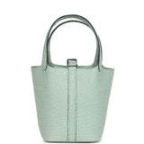 Hermes Micro Picotin Lock 14 Vert D'Eau Matte Alligator Palladium Hardware