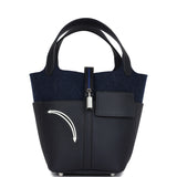 Hermes Picotin Lock 18 “Go Team” Bleu Nuit Wool Felt and Caban Swift Palladium Hardware