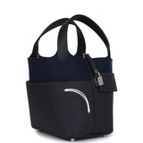 Hermes Picotin Lock 18 “Go Team” Bleu Nuit Wool Felt and Caban Swift Palladium Hardware