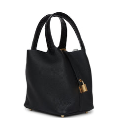 Hermes Picotin Lock 18 Black Clemence and Matte Alligator Touch Gold Hardware