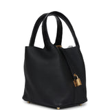 Hermes Picotin Lock 18 Black Clemence and Matte Alligator Touch Gold Hardware