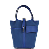 Hermes Picotin Cargo 18 Bleu Royal Swift and Toile Canvas Palladium Hardware