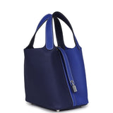 Hermes Picotin Lock 18 Casaque Bleu Encre and Bleu Electric Clemence Palladium Hardware