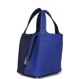 Hermes Picotin Lock 18 Casaque Bleu Encre and Bleu Electric Clemence Palladium Hardware