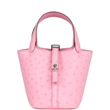 Hermes Micro Picotin Lock 14 Bubblegum Ostrich Palladium Hardware