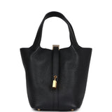 Hermes Picotin Lock 18 Black Clemence Gold Hardware