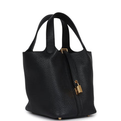 Hermes Picotin Lock 18 Black Clemence Gold Hardware