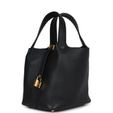 Hermes Picotin Lock 18 Black Clemence Gold Hardware