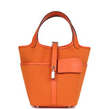 Hermes Picotin Cargo 18 Orange Swift and Toile Canvas Palladium Hardware