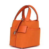 Hermes Picotin Cargo 18 Orange Swift and Toile Canvas Palladium Hardware