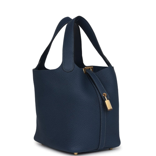 Hermes Picotin Lock 18 Bleu De Prusse Clemence Gold Hardware