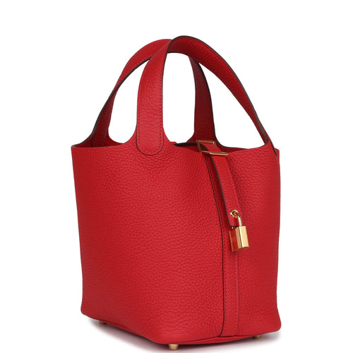 Hermes Picotin Lock 18 Vermillion Clemence Gold Hardware