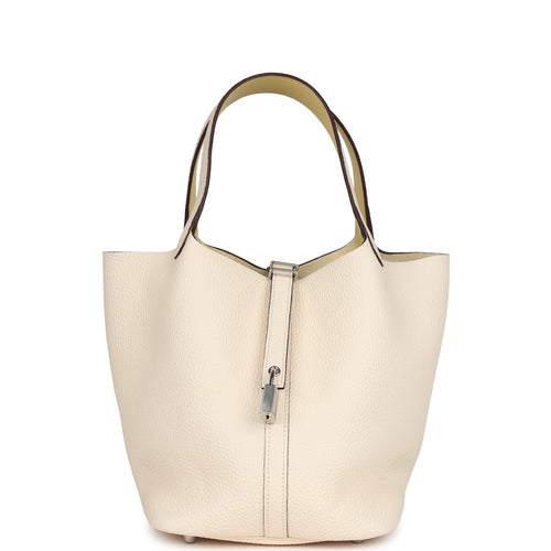 Hermes Eclat Picotin Lock 22 Nata and Jaune Poussin Clemence Palladium Hardware