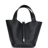 Hermes Picotin Lock 22 Black Clemence Palladium Hardware