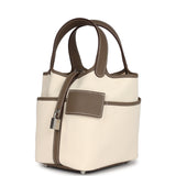 Hermes Picotin Cargo 18 Ecru Toile Canvas and Etoupe Swift Palladium Hardware