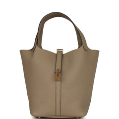Hermes Picotin Lock 22 Beige Marfa Clemence Gold Hardware