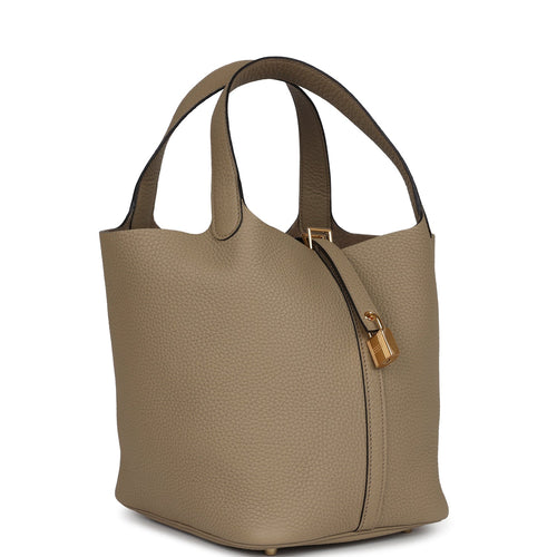 Hermes Picotin Lock 22 Beige Marfa Clemence Gold Hardware