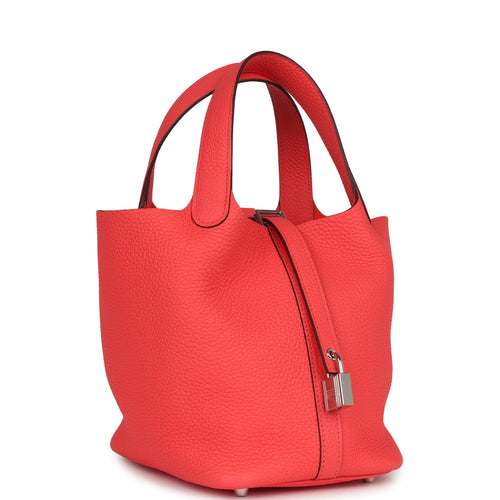 Hermes Picotin Lock 18 Rose Texas Clemence Palladium Hardware