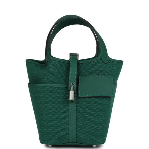Hermes Picotin Cargo 18 Vert Moyen Swift and Toile Canvas Palladium Hardware