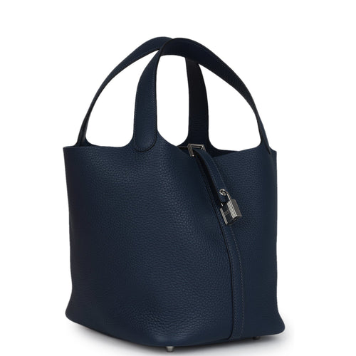 Hermes Picotin Lock 22 Bleu De Prusse Clemence Palladium Hardware