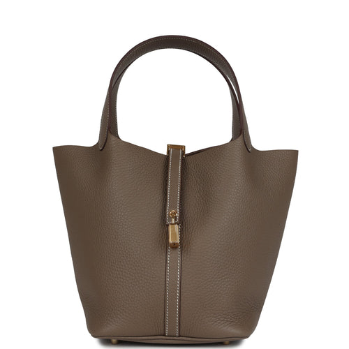 Hermes Picotin Lock 22 Etoupe Clemence Gold Hardware