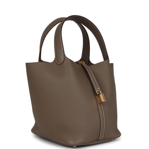 Hermes Picotin Lock 22 Etoupe Clemence Gold Hardware