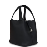 Hermes Picotin Lock 22 Black Clemence Palladium Hardware