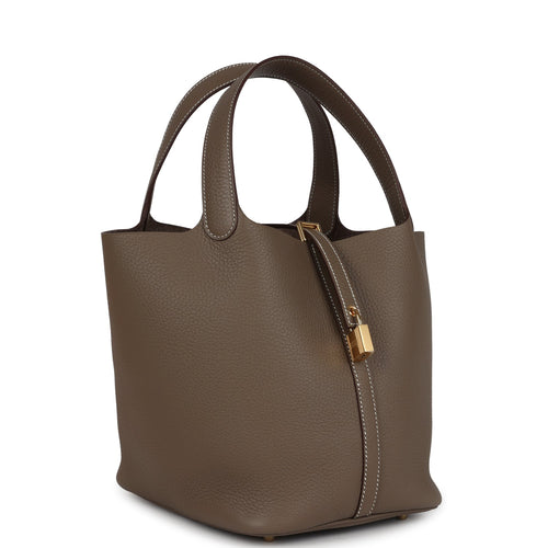 Hermes Picotin Lock 22 Etoupe Clemence Gold Hardware