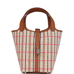 Hermes Picotin Lock 18 Gold, Ecru-Beige, Rose Pop, Black Toile H and Fauve Swift and Toile H Palladium Hardware