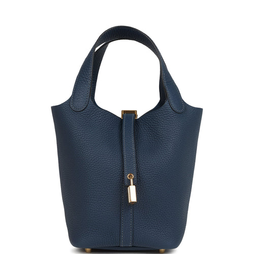 Hermes Picotin Lock 18 Bleu De Prusse Clemence Gold Hardware