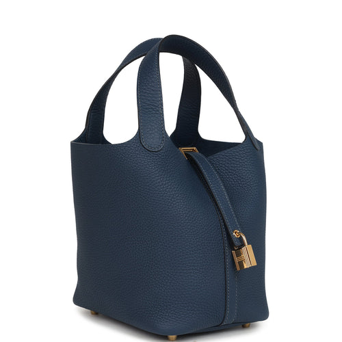 Hermes Picotin Lock 18 Bleu De Prusse Clemence Gold Hardware