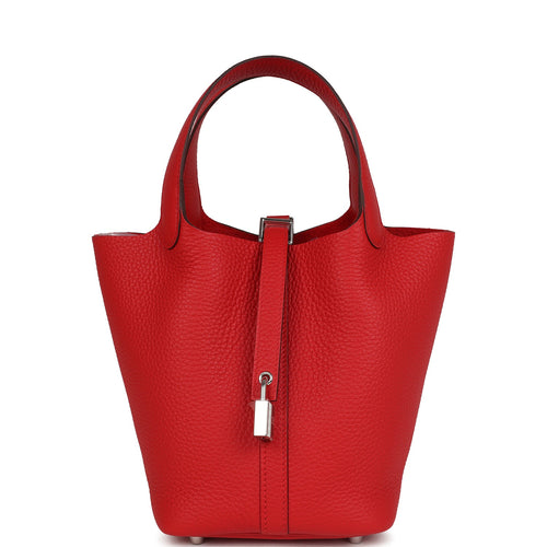 Hermes Picotin Lock 18 Rouge Radieux Clemence Palladium Hardware