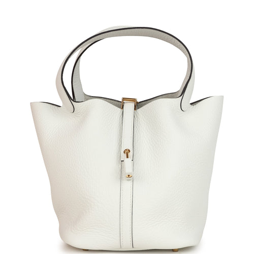 Hermes Picotin Lock 22 New White Clemence Gold Hardware