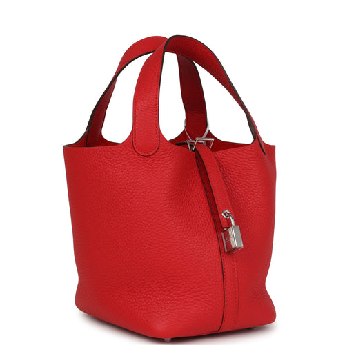 Hermes Picotin Lock 18 Rouge Radieux Clemence Palladium Hardware