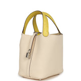 Hermes Picotin Lock 18 Nata Clemence and Jaune Citron Ostrich Touch Palladium Hardware